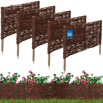 Prútený záhradný plot riadený palisáda lemovanie 60x30 cm sada 5 ks.