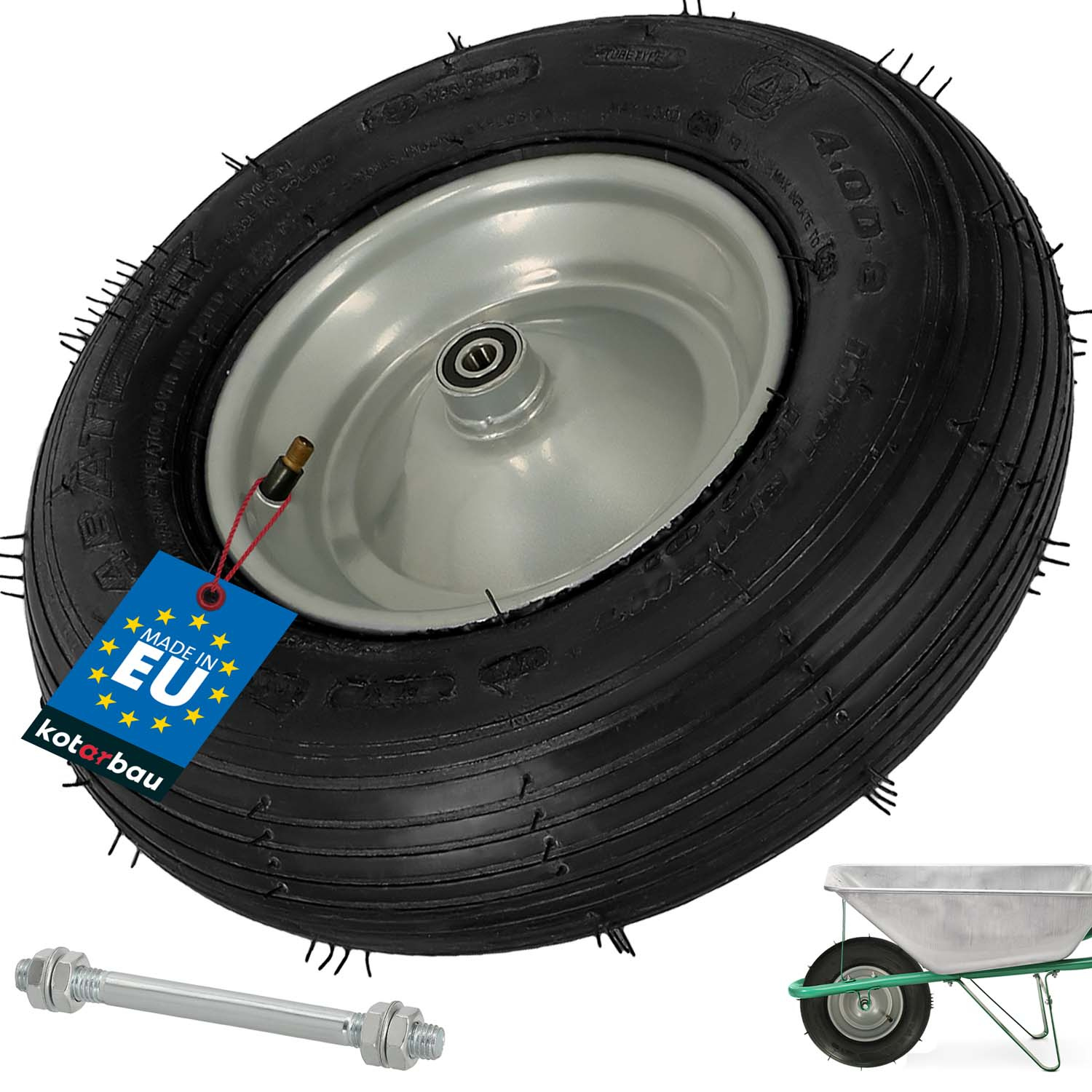 Koleso na vozík pre vozík 4.00-8 s nápravou