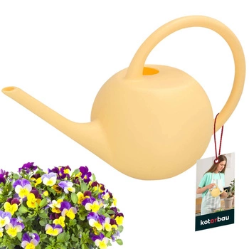 Plastová konvička, okrúhla, na rastliny, kvety 1,2 l - Farba vanilková