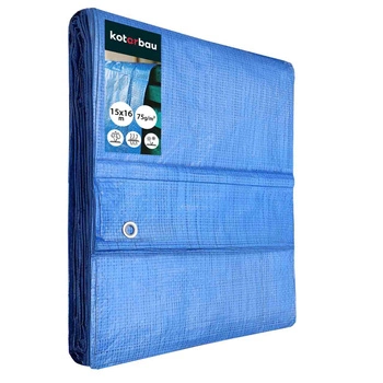 Plachta ochranná pevná hrubá univerzálna modrá 75 g/m2 15x16 m