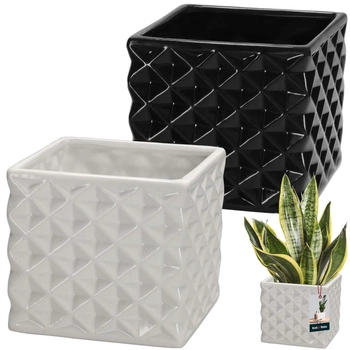 Kvetináč keramický štvorcový Piano biely 14x14 cm 2 ks.