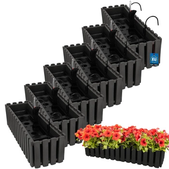 Kvetináč balkónový šedý na zábradlí 600 MM Sada 6 ks..