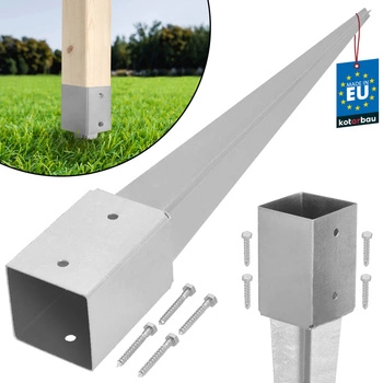 Základňa stĺpa poháňaná kotva zem oceľ 90x90x750 mm