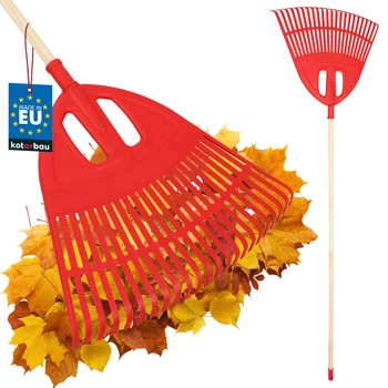 Veľké vejárové hrable na lístie 51,5 cm + drevená násada 1,5 m