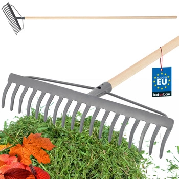 Zosilnené kovové záhradné hrable s 18 zubami a násadou 154 cm