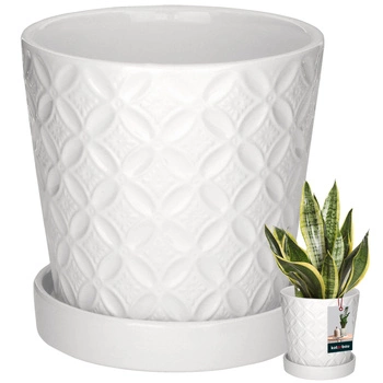 Kvetináč okrúhly biely s podmiskou ⌀ 13 cm