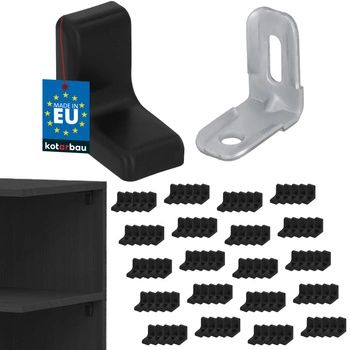 Nábytková uhlová konzola s uzáverom čierny sada 100 ks.