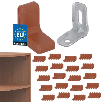 Nábytková uhlová konzola s uzáverom orech sada 100 ks.