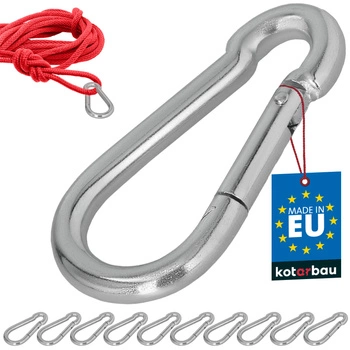 Hasičský karabínový háčik na hojdačku lano hammock kovový 100 mm sada 10 ks.