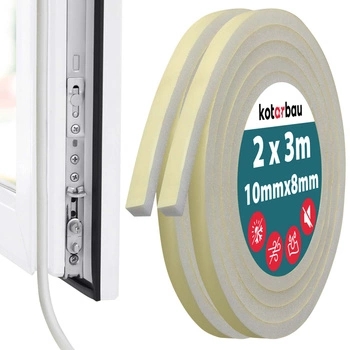 Samolepiace špongiové tesnenie na okná dvere 8x10 mm x 3 m sada 2 ks.