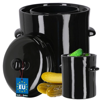 Kameninový vzduchotesný sud s pokrievkou na nakladanie kyslej kapusty 10 l