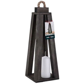 Drevený kužeľový lampáš na sviečku domáca záhrada čierna 13,5x13,5 cm