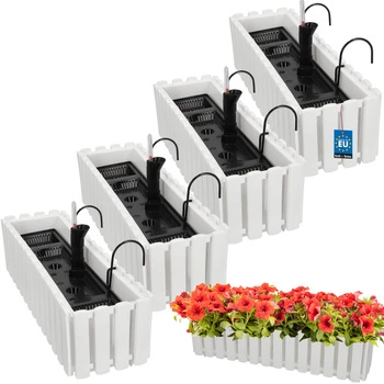 Kvetináč balkónový biely na zábradlí 600 MM Sada 4 ks..