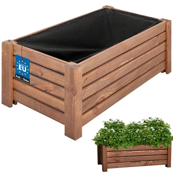 Drevený záhradný box na kvetináče hnedý 60x33 cm