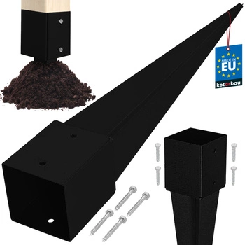 Základňa stĺpa zapustená do zeme oceľová čierna 120x120x750 mm