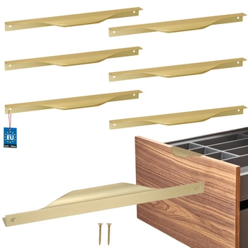 Hranatá nábytková úchytka moderná hliníková zlatý matný 256 mm sada 6 ks.