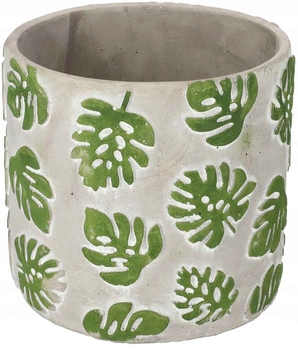Betónový kvetináč so vzorom listov - 23 cm