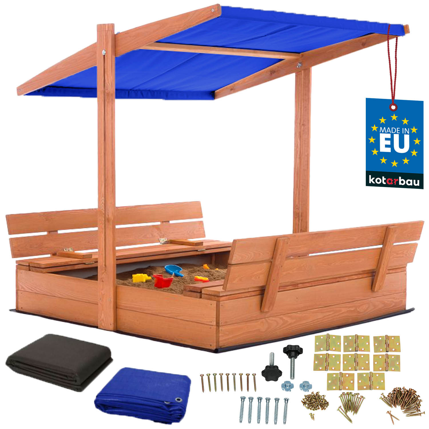 Drevené pieskovisko so strieškou lavičkami uzamykateľné veľké hnedé 120 cm