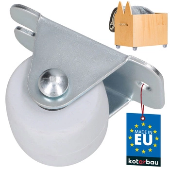 Nábytkové koliesko pevné na skrine gumové biele 33 mm