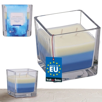 Trojfarebná sklenená vonná sviečka 32 h - proti tabaku