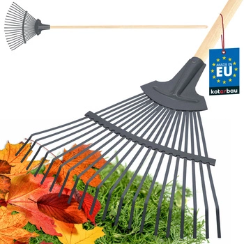 Vejárové hrable z plechu 44 cm s drevenou rúčkou