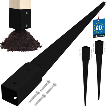 Základňa stĺpa zapustená do zeme oceľová čierna 60x60x750 mm sada 2 ks.