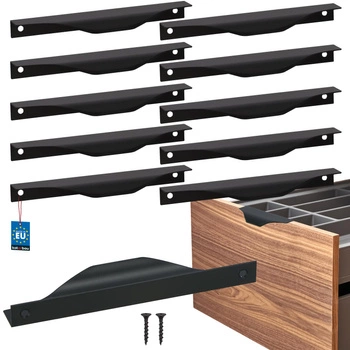 Hranatá nábytková úchytka moderná hliníková matná čierna 160 mm sada 10 ks.