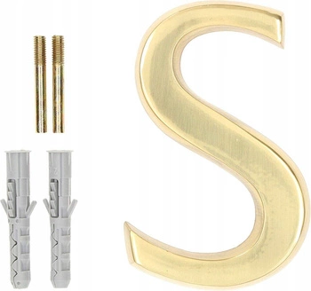 Písmeno na výšku domových dverí "s" 10cm mosadz