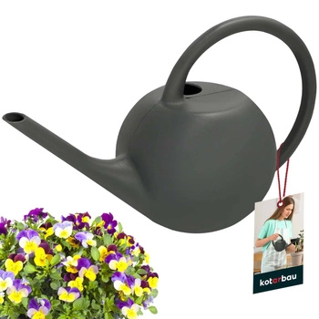 Plastová konvička, okrúhla, na rastliny, kvety 1,2 l - Farba šedá