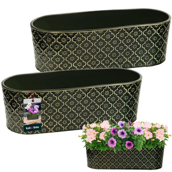 Obloukový keramický dekoratívny kvetináč tmavozelený 12x37 cm sada 2 ks.