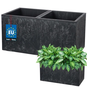 Kvetináč obdĺžnikový dvojitý betón industriálny antracit 58 cm