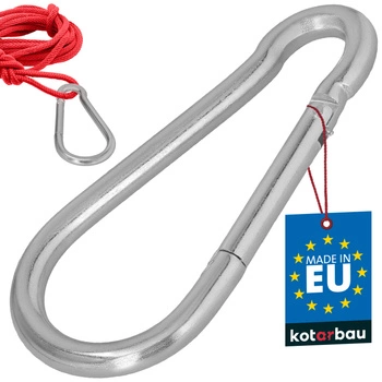 Hasičský karabínový háčik na hojdačku lano hammock kovový 200 mm