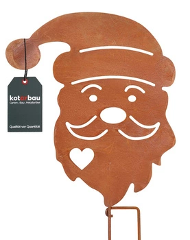 Figúrka hlava santa clausa kovová záhradná ozdoba hrdza