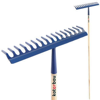 Kovové záhradné hrable so 16 zubami a drevenou násadou