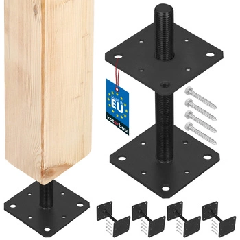 Podstavec stĺpa skrutkovací nastaviteľný antracit 160x160x250 mm sada 4 ks.