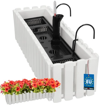 Kvetináč balkónový biely na zábradlí 600 MM