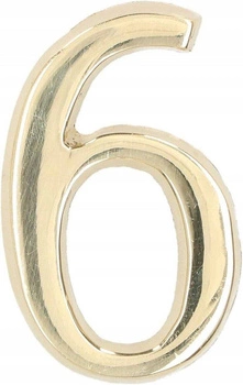 Číslo domu "6" číslo dverí 5 cm mosadz