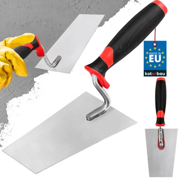 Murárska lyžica lichobežníková nerezová oceľ gumová rukoväť 140 mm