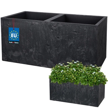 Kvetináč obdĺžnikový dvojitý betón industriálny antracit 77 cm