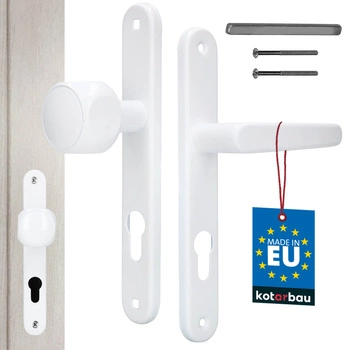 Kľučka na dvere hliníková dlhý hriadeľ s vložkou biela 72 mm