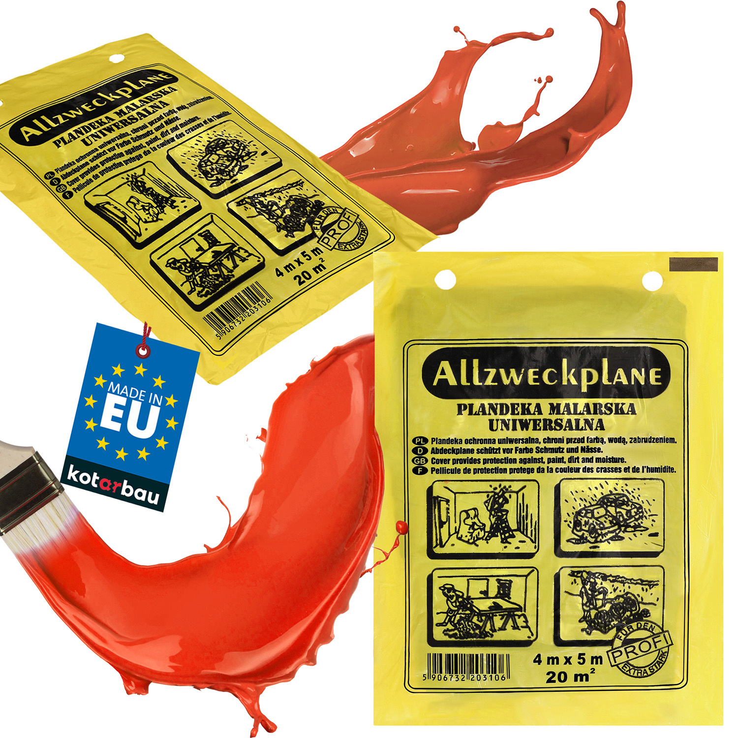 Fólia na nátery ochranná stavebná hrubá silná sivá 4x5 m