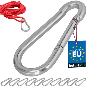 Hasičský karabínový háčik na hojdačku lano hammock kovový 140 mm sada 10 ks.