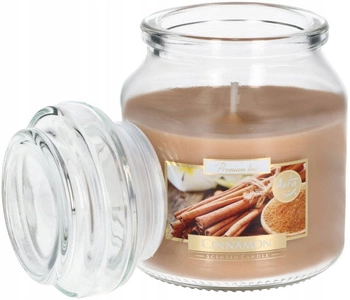 Malá vonná sviečka v skle s viečkom 28 h - škorica