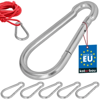 Hasičský karabínový háčik na hojdačku lano hammock kovový 180 mm sada 5 ks.