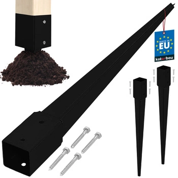 Základňa stĺpa zapustená do zeme oceľová čierna 50x50x600 mm sada 2 ks.