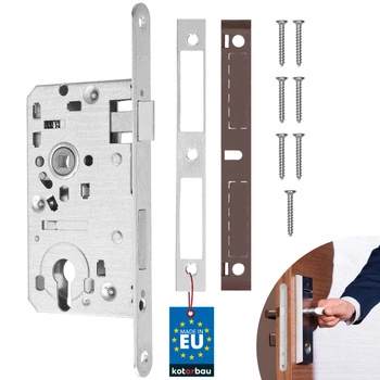 Zámek zapuštěný na vložku levý pro dveře brány ocelový 72/55 mm