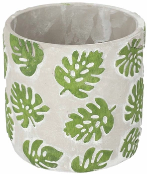 Betónový kvetináč so vzorom listov - 20 cm
