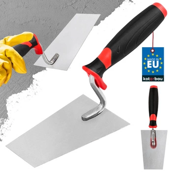 Murárska lyžica lichobežníková nerezová oceľ gumová rukoväť 130 mm