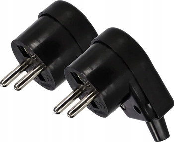 Uholník konektor, rozoberateľný, uzemnenie, zástrčka 16A, 2 ks - Farba čierna