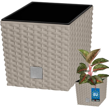 Záhradný ratanový kvetináč s vložkou mocca 20x20 cm